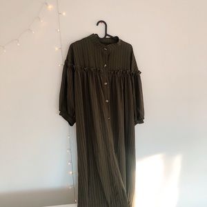 Olive button down dress (nwt)